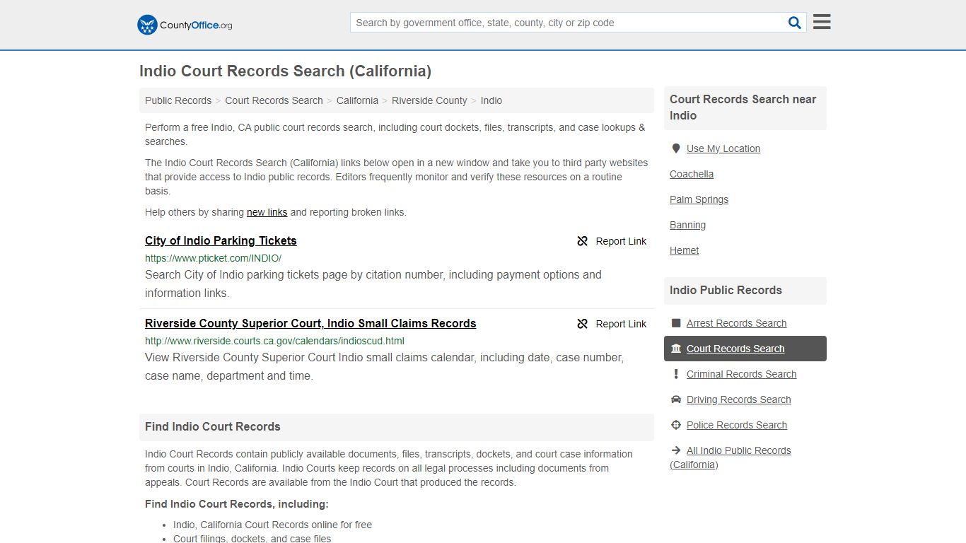 Indio Court Records Search (California) - County Office