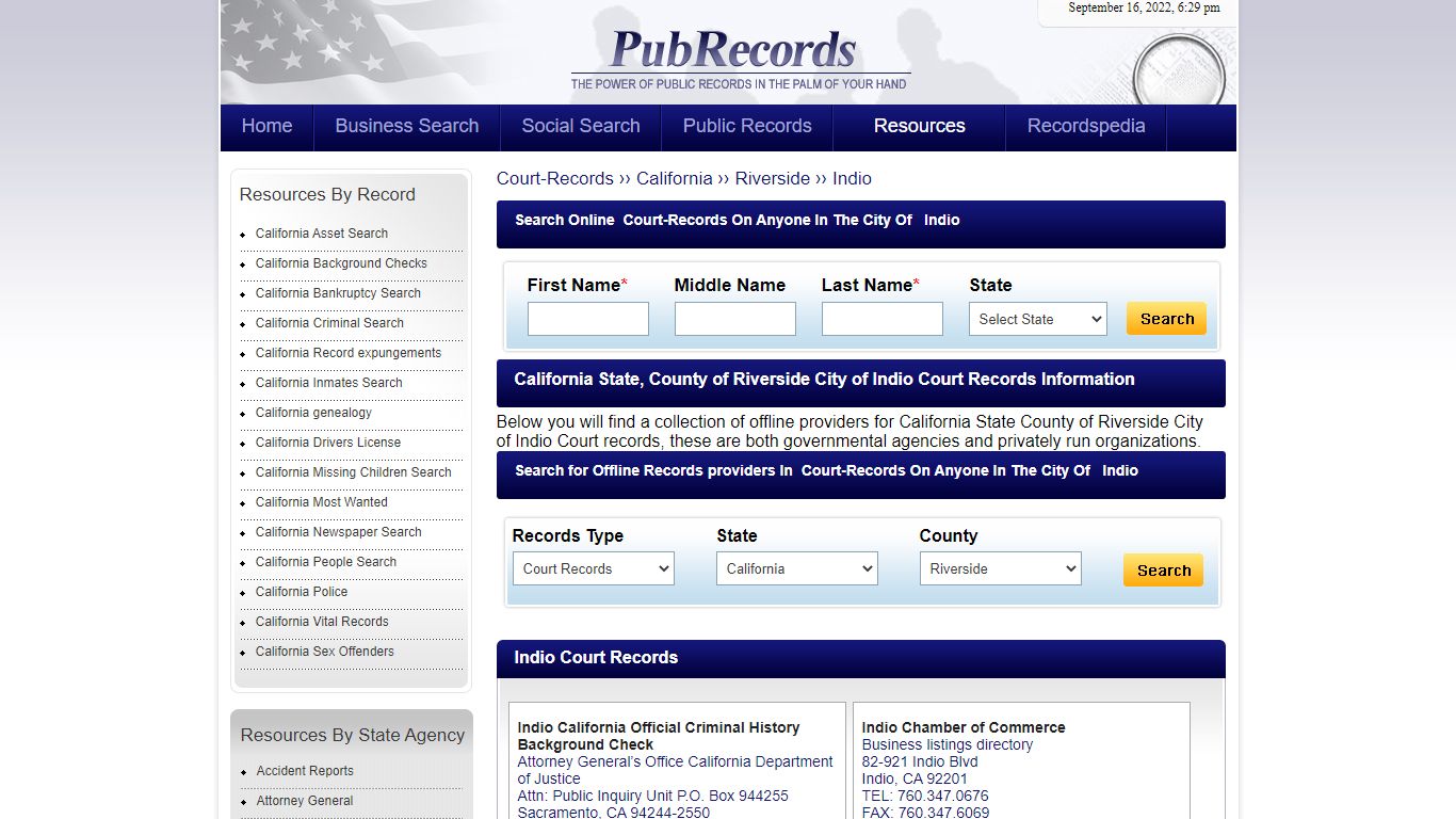 Indio, Riverside County, California Court Records - Pubrecords.com