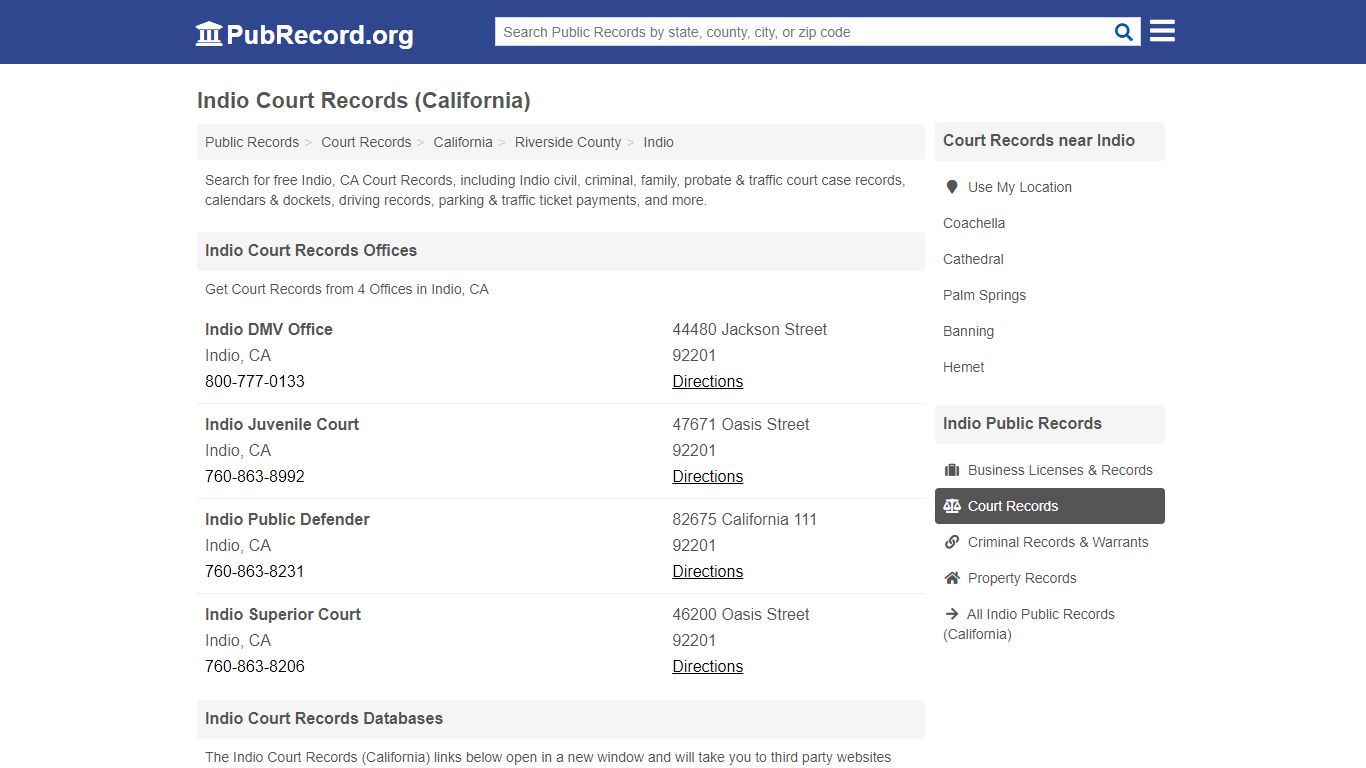 Free Indio Court Records (California Court Records)