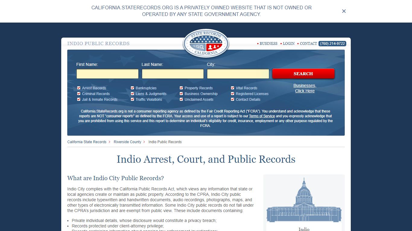 Indio Arrest and Public Records | California.StateRecords.org